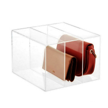 Deluxe 3-Compartment Clutch & Small Purse Organizer Display Holder Clear Acrylic Storage Box